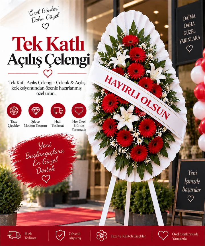 Tek Katlı Açılış Çelengi