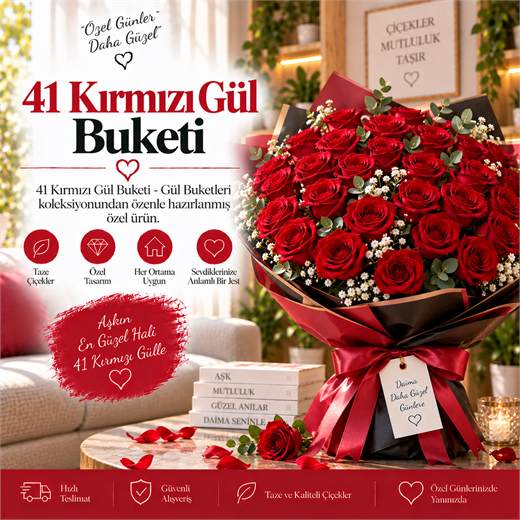41 Kırmızı Gül Buketi