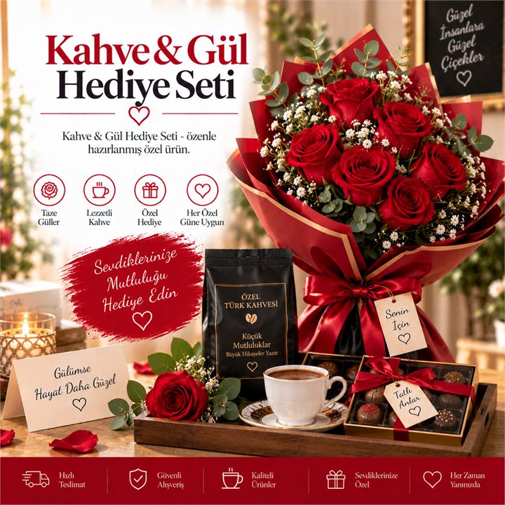Kahve & Gül Hediye Seti