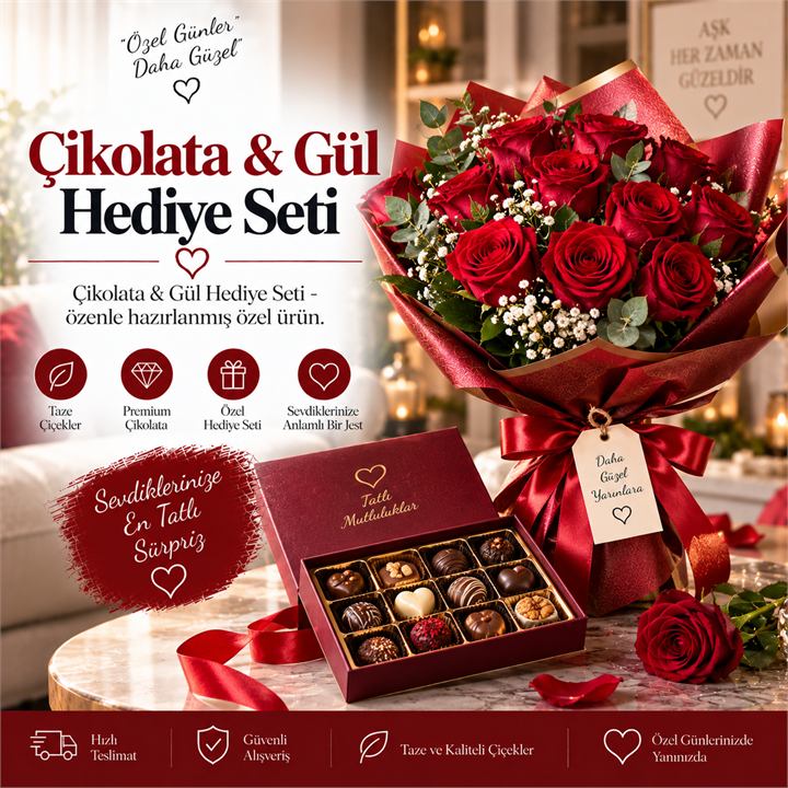 Çikolata & Gül Hediye Seti