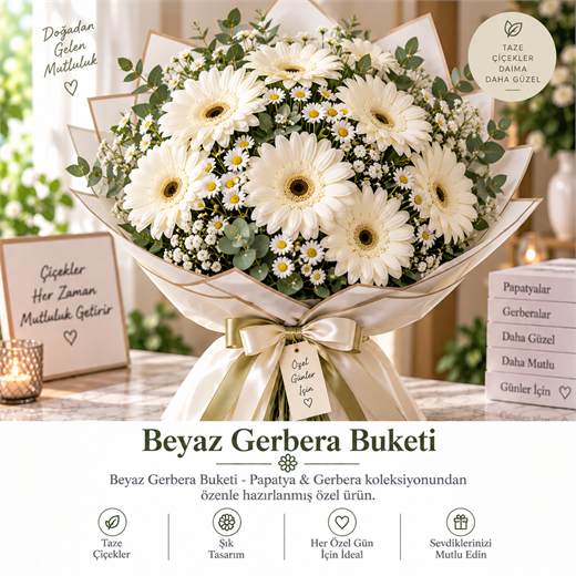 Beyaz Gerbera Buketi