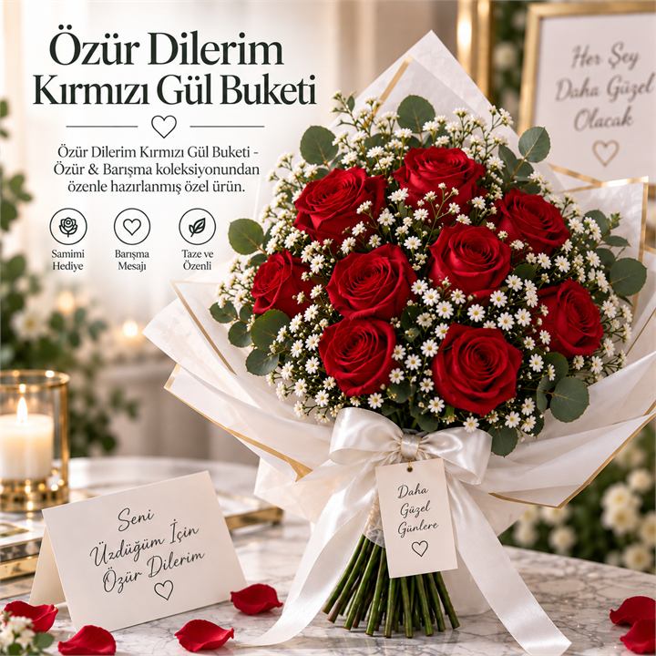 Özür Dilerim Kırmızı Gül Buketi