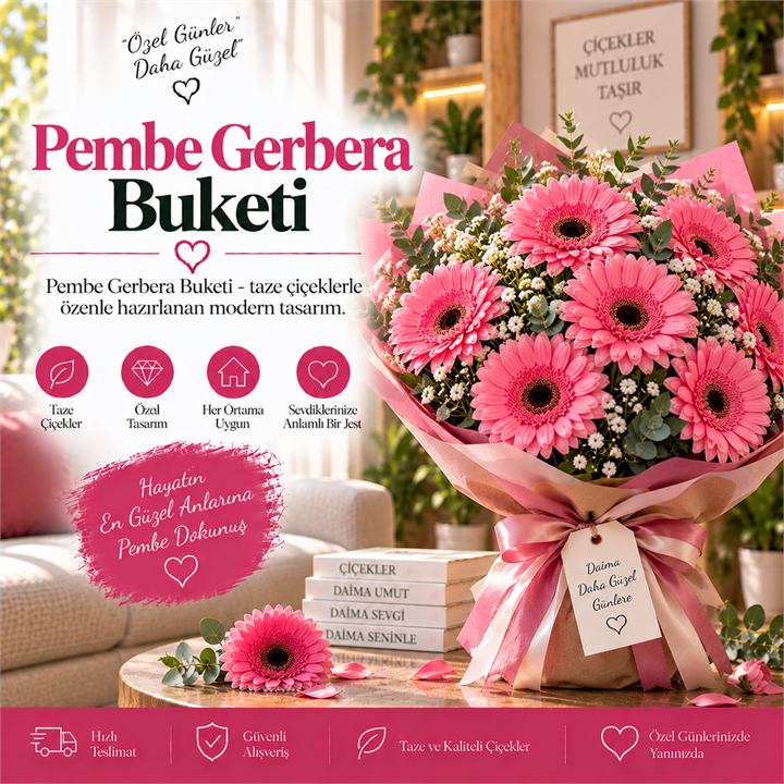 Pembe Gerbera Buketi