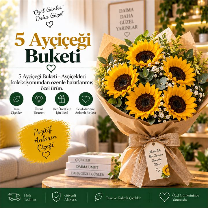 5 Ayçiçeği Buketi